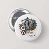 Tech noir pulp steampunk dame ronde button 5,7 cm (Voorkant /achterkant)