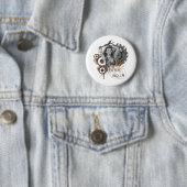 Tech noir pulp steampunk dame ronde button 5,7 cm (In situ)