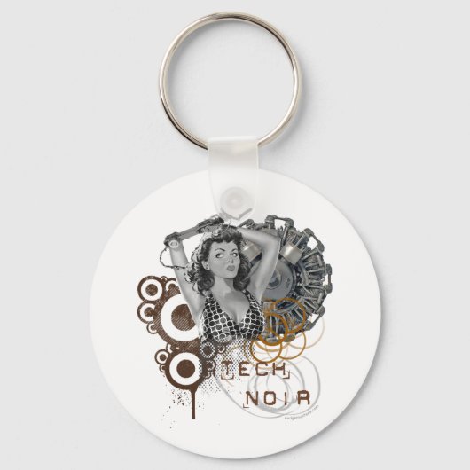 Tech noir pulp steampunk dame sleutelhanger (Voorkant)