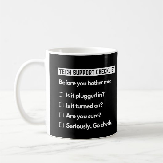 Tech Support Checklist Funny Computer Geek Koffiemok (Links)