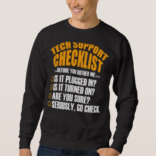 Tech Support Checklist Sysadmin Hotline Engineers Trui (Voorkant)