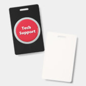 Tech Support Red Panic Button Badge (Voor- en achterkant)