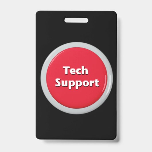 Tech Support Red Panic Button Badge (Voorzijde)