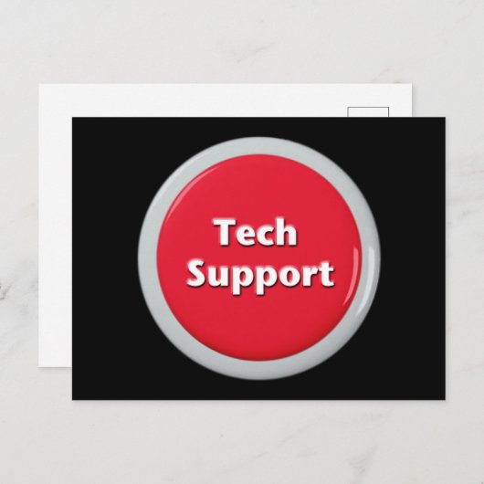 Tech Support Red Panic Button Briefkaart (Voorkant / Achterkant)