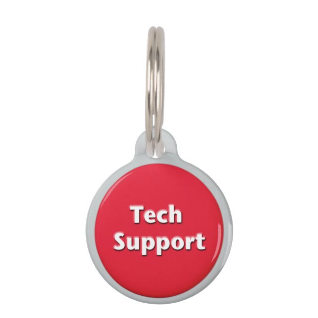 Tech Support Red Panic Button Huisdierpenning (Voorkant)