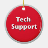 Tech Support Red Panic Button Keramisch Ornament (Achterkant)