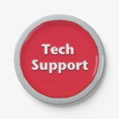 Tech Support Red Panic Button Papieren Bordje (Voorkant)