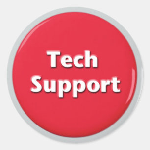 Tech Support Red Panic Button Ronde Sticker