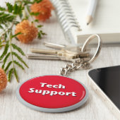 Tech Support Red Panic Button Sleutelhanger (Zijkant)