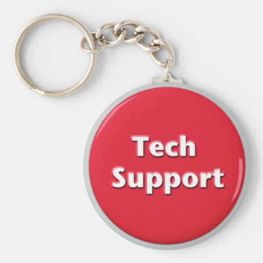 Tech Support Red Panic Button Sleutelhanger (Voorkant)
