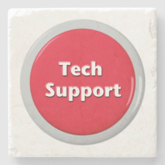 Tech Support Red Panic Button Stenen Onderzetter (Voorkant)