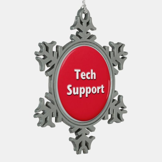 Tech Support Red Panic Button Tin Sneeuwvlok Ornament (Links)