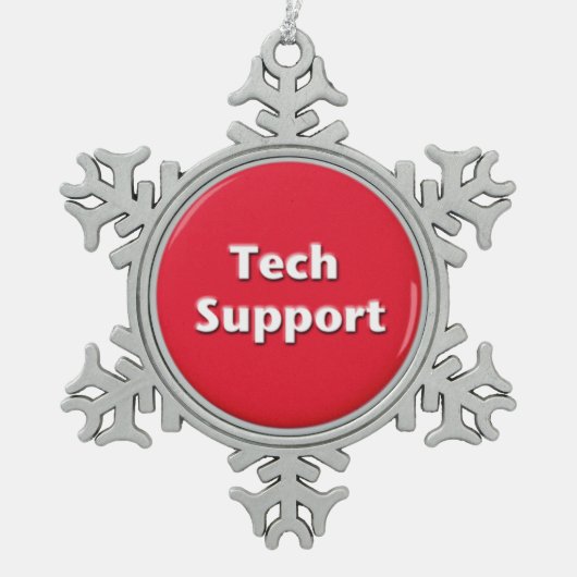 Tech Support Red Panic Button Tin Sneeuwvlok Ornament (Voorkant)
