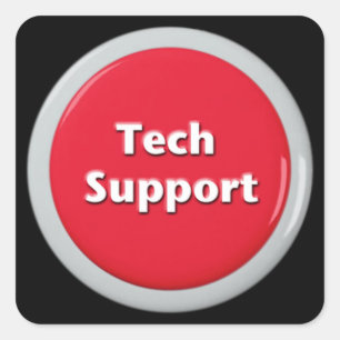 Tech Support Red Panic Button Vierkante Sticker