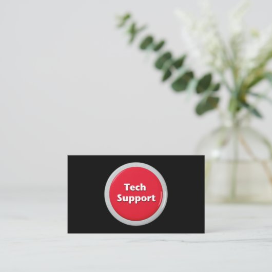 Tech Support Red Panic Button Visitekaartje (Staand voorkant)