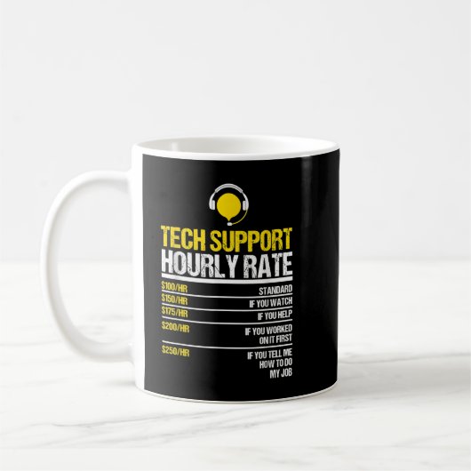 Tech Support Uurly Rate, Tech Computer Geek Compu Koffiemok (Links)