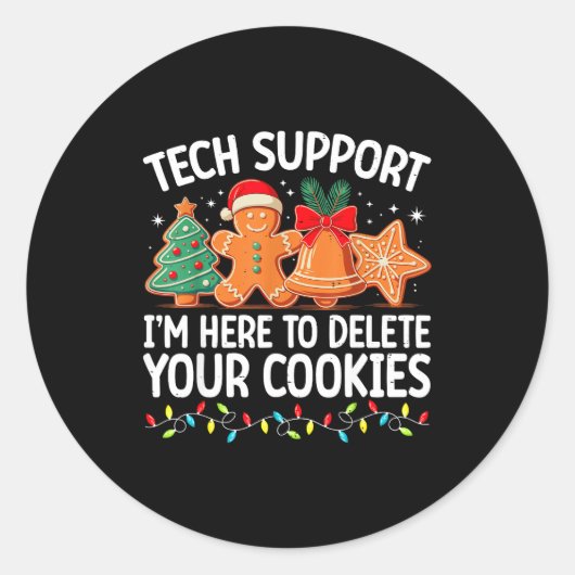 Tech Suprt Christmas Cookies Women Men Funny Chris Ronde Sticker (Voorkant)