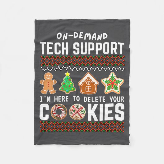 Tech Suprt Delete Cookies Funny Design Christmas P Fleece Deken (Voorkant)