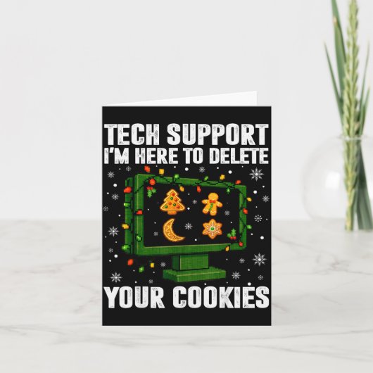 Tech Suprt Delete Your Cookies Men Ugly Christmas Kaart (Voorkant)