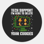 Tech Suprt Delete Your Cookies Men Ugly Christmas Ronde Sticker (Voorkant)