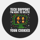 Tech Suprt Delete Your Cookies Men Ugly Christmas Ronde Sticker (Voorkant)