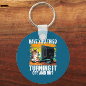 Tech Suprt Humor I Cat Engineer Computer It Guy  Sleutelhanger (Voorkant)