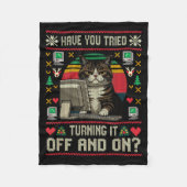 Tech Suprts Cat Engineer Computer Ugly Christmas S Fleece Deken (Voorkant)