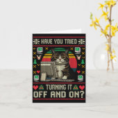 Tech Suprts Cat Engineer Computer Ugly Christmas S Kaart (Gele Bloem)