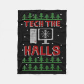 Tech The Halls Ugly Computer Geek Festive Christma Fleece Deken (Voorkant)
