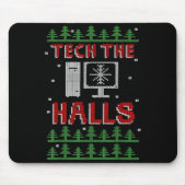 Tech The Halls Ugly Computer Geek Festive Christma Muismat (Voorkant)