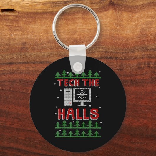 Tech The Halls Ugly Computer Geek Festive Christma Sleutelhanger (Voorkant)