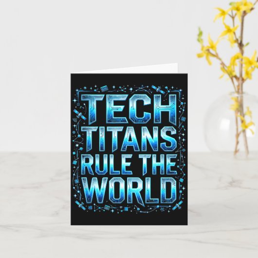 Tech Titans Rule Funny Big Technology Satire Wer G Kaart (Gele Bloem)