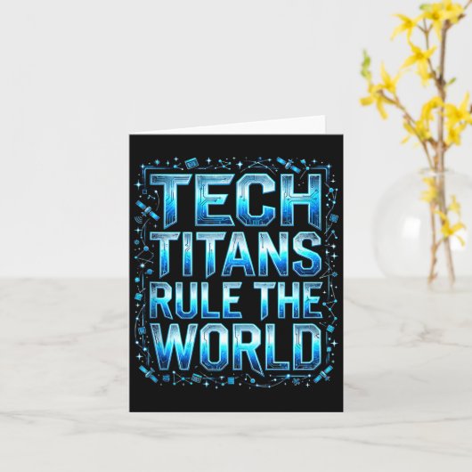 Tech Titans Rule Funny Big Technology Satire Wer G Kaart (Gele Bloem)