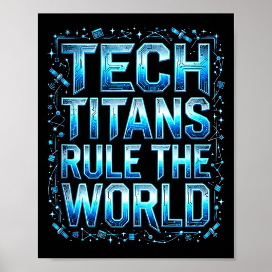 Tech Titans Rule Funny Big Technology Satire Wer G Poster (Voorkant)