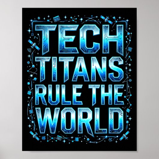 Tech Titans Rule Funny Big Technology Satire Wer G Poster (Voorkant)