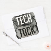 Tech Tock Vierkante Sticker (Envelop)