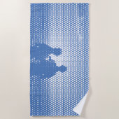 Tech White&Blue Halftone Effect Couple op strand Strandlaken (Voorkant)