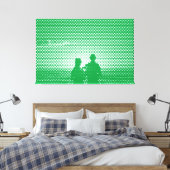 Tech White&Green Halftone Effect Couple op strand Canvas Afdruk (Insitu (Slaapkamer))