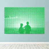 Tech White&Green Halftone Effect Couple op strand Canvas Afdruk (Insitu (Houten vloer))