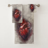 Técherie | Coeur avec goutte rouge et or saignant (En situation)