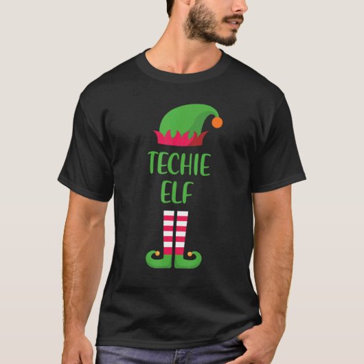 Techie Elf Kerstmis Familie Matching Groep Xmas T-shirt (Voorkant)