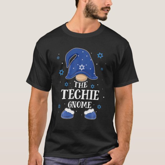 Techie Gnome Hanukkah Joodse matching familie Xmas T-shirt (Voorkant)