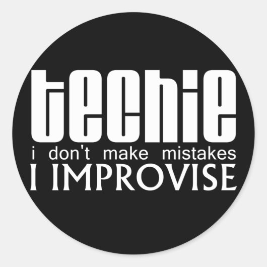 Techie Improvise Ronde Sticker (Voorkant)