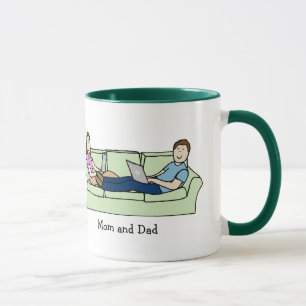 Techie Mam & pap - gepersonaliseerde cartoon mok