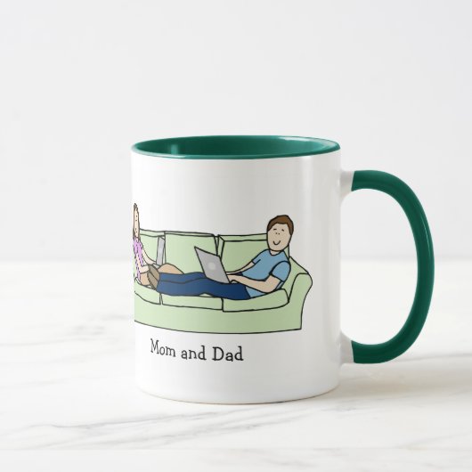 Techie Mam & pap - gepersonaliseerde cartoon mok (Rechts)