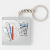 Technical Drawing Office Supplies Sleutelhanger (Achterkant)