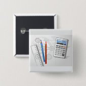 Technical Drawing Office Supplies Vierkante Button 5,1 Cm (Voorkant /achterkant)