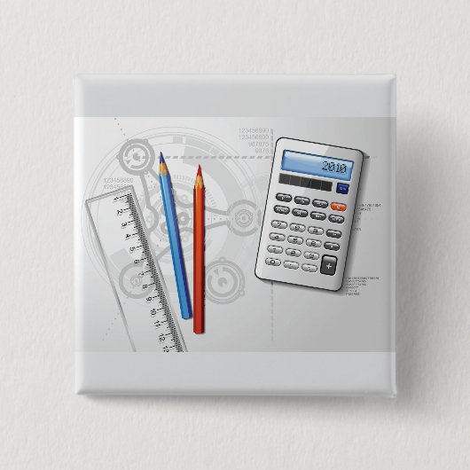 Technical Drawing Office Supplies Vierkante Button 5,1 Cm (Voorkant)