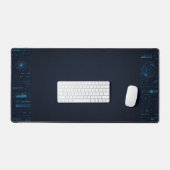 Technical HUD Blueprint Schematic Gaming Desk Mat (Clavier et souris)