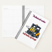 Technical Notes Forklift Cartoon Mascot Notebook (Devant avec enveloppe)